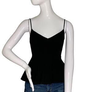 Mikey & Joey Blouse Sleeveless Peplum Black Adjustable Straps Size S